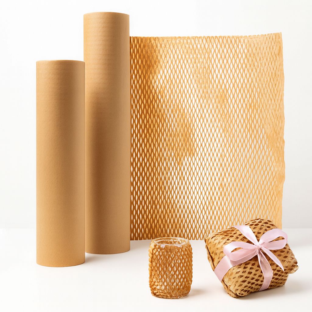 Eco- Friendly Honeycomb Kraft Paper Mesh Roll - Biodegradable Protective Packaging 70 meters