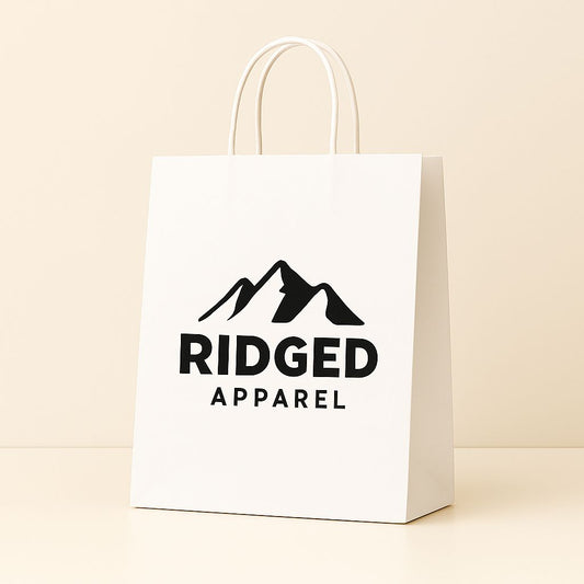Pack of 100 – 12x16x5 Inch White Kraft Paper Bags with Custom Single-Color Printing – High Strength, Eco-Friendly